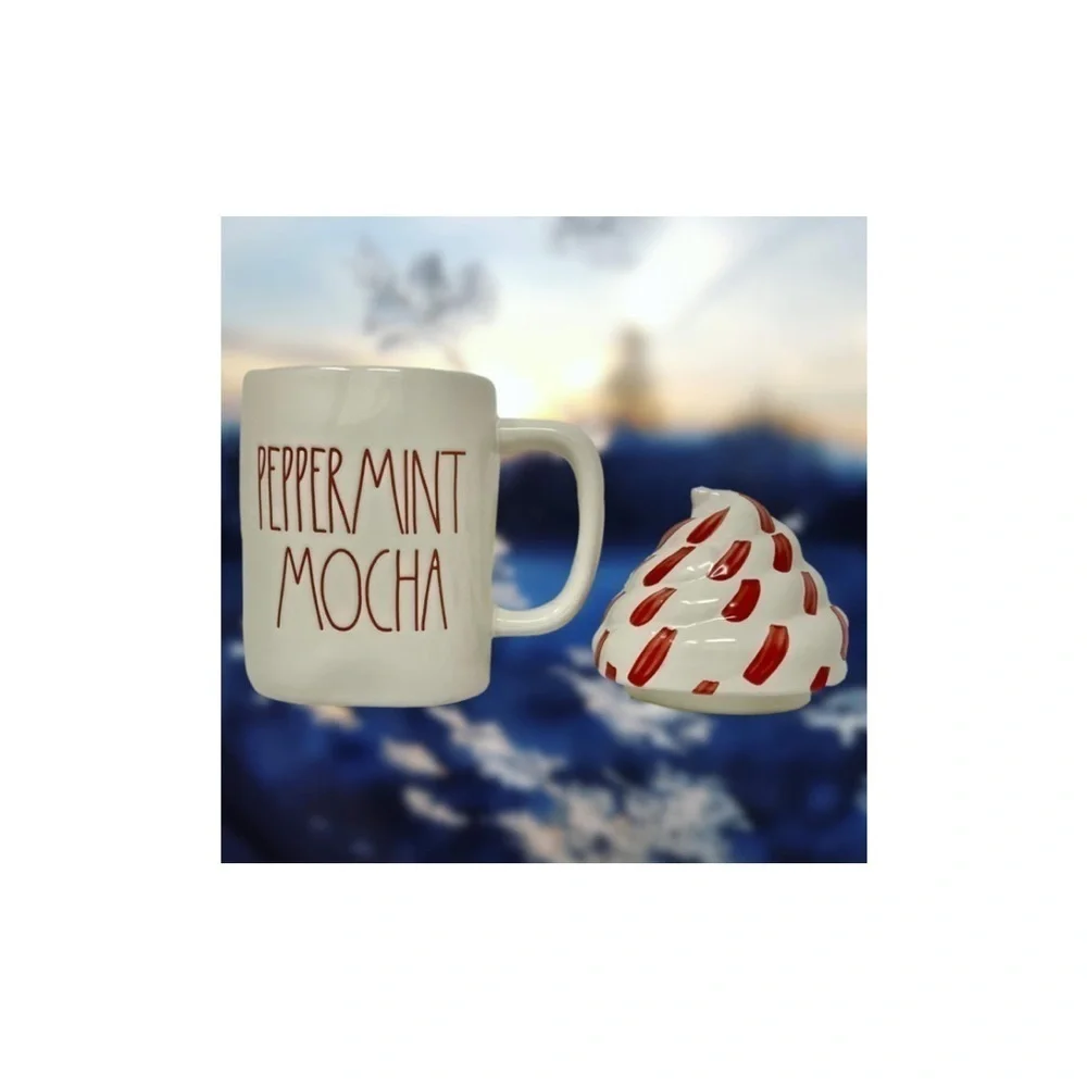 RAE DUNN ceramic Peppermint Mocha Mug & Topper Christmas Large mug collection